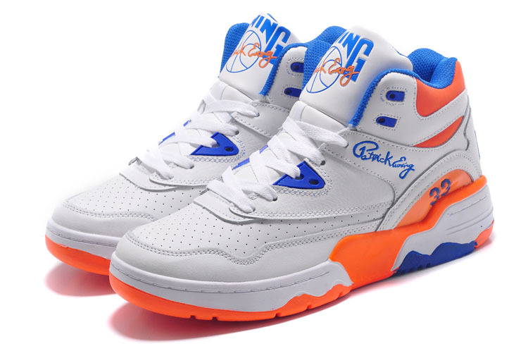 Patrick Ewing 33 White Blue Orange Basketball Shoes - Click Image to Close