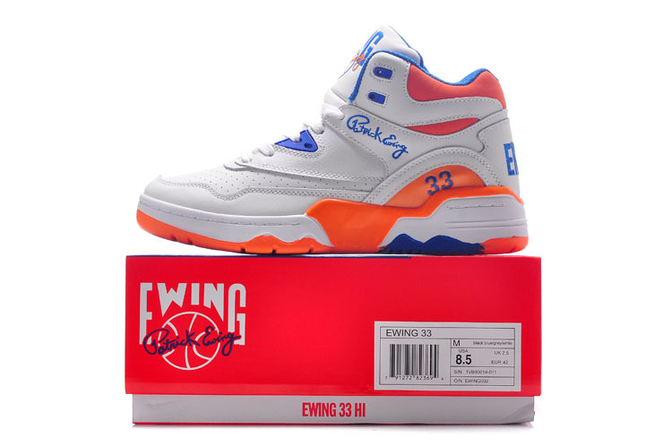 Patrick Ewing 33 White Blue Orange Basketball Shoes