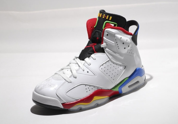 Popular Nike Air Jordan 6 Olympics Edition White Red Blue Shoes - Click Image to Close