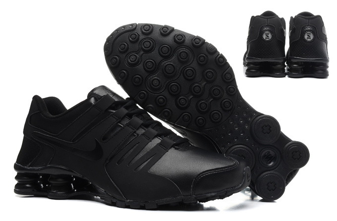 black leather nike shox