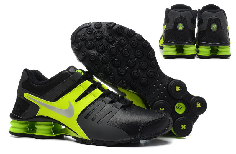 Real Men Nike Shox Current Black Fluorscent Green - Click Image to Close