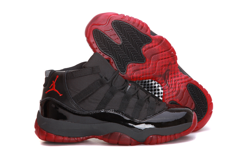 Nike Air Jordan 11 Retro All Black Red Shoes