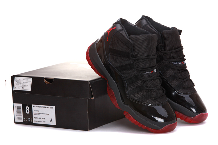 Nike Air Jordan 11 Retro All Black Red Shoes
