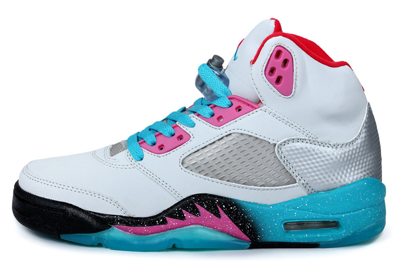 Nike Air Jordan 5 Miami White Green Pink Silver Shoes