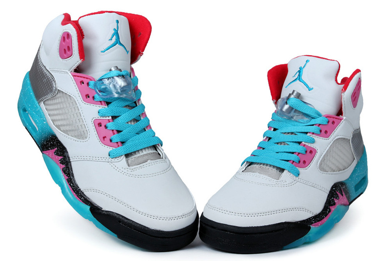 Nike Air Jordan 5 Miami White Green Pink Silver Shoes