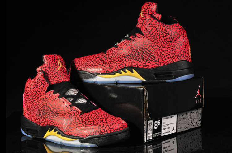 Nike Air Jordan 5 Retro Temporal Rift Red Black Yellow Shoes