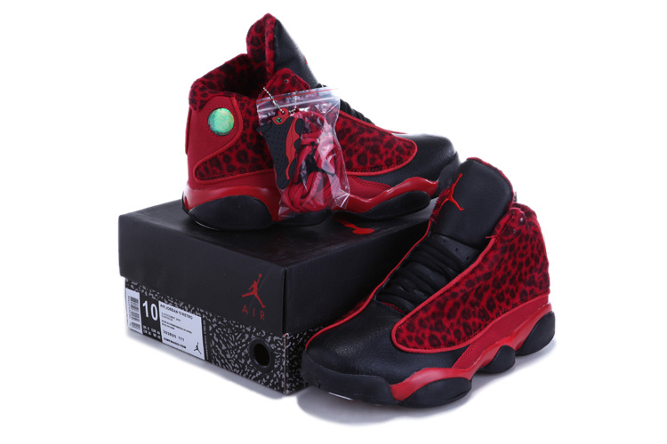 Real Nike Jordan 13 Cheetah Print Black Red Shoes - Click Image to Close