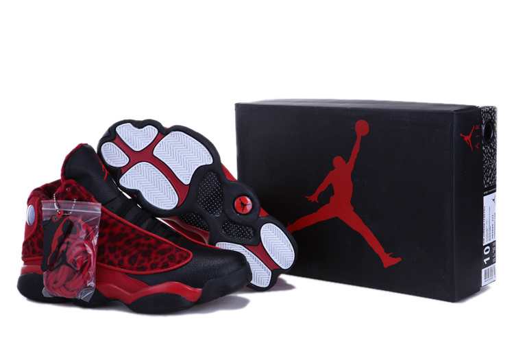 Real Nike Jordan 13 Cheetah Print Black Red Shoes - Click Image to Close