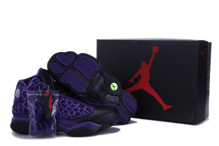 Real Nike Jordan 13 Cheetah Print Purple Black Shoes - Click Image to Close