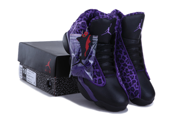Real Nike Jordan 13 Cheetah Print Purple Black Shoes - Click Image to Close