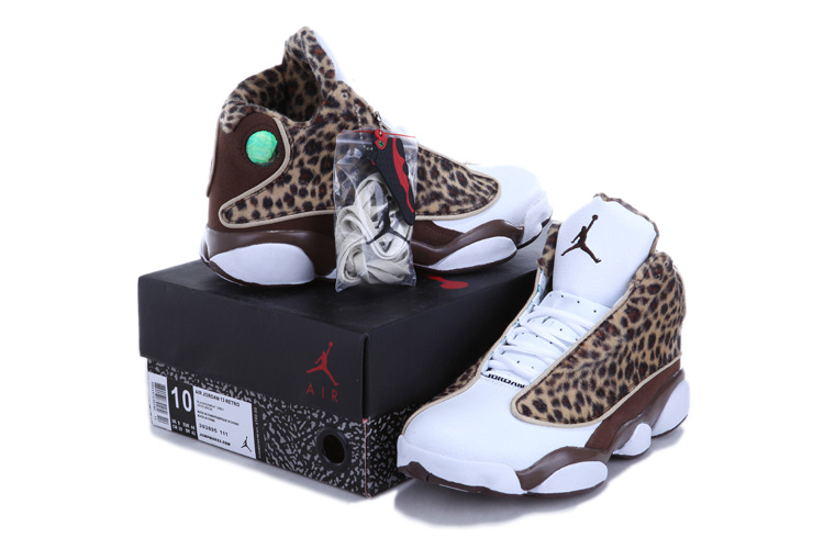 Real Nike Jordan 13 Cheetah Print White Coffe Shoes