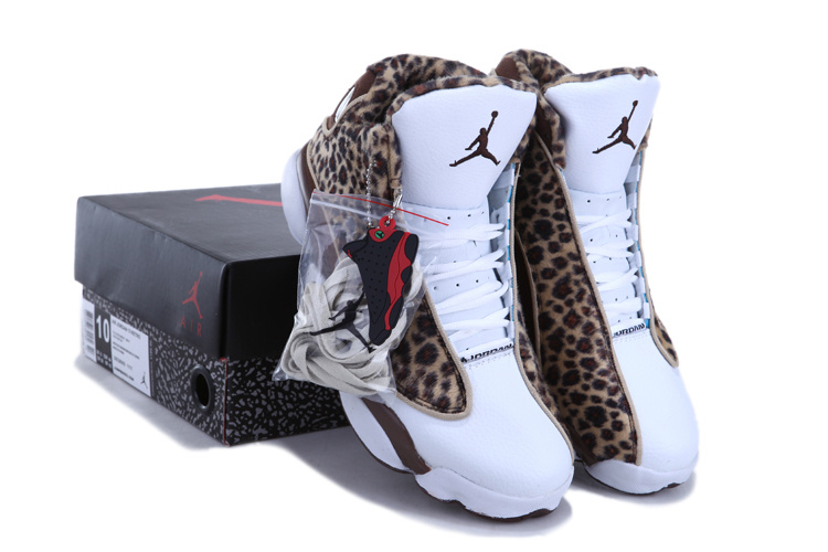 Real Nike Jordan 13 Cheetah Print White Coffe Shoes