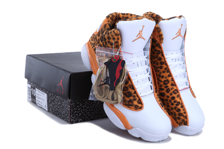 Real Nike Jordan 13 Cheetah Print White Yellow Shoes - Click Image to Close