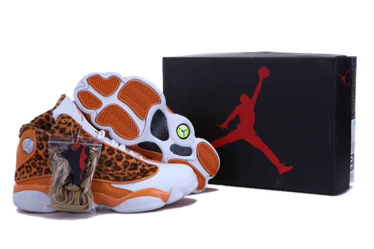 Real Nike Jordan 13 Cheetah Print White Yellow Shoes