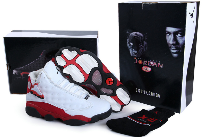 Real Nike Jordan 13 HardPack White Red Black Shoes