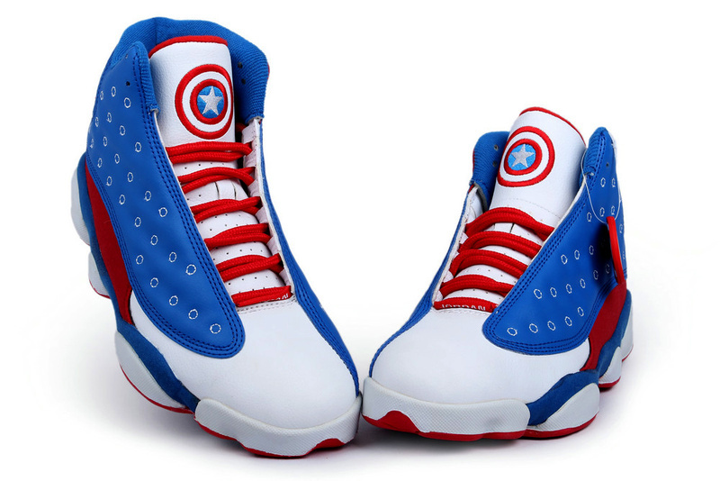 Real Nike Jordan 13 Retro Captain America Blue Red White Shoes