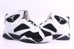 Real Nike Jordan 7 Retro White Black Shoes - Click Image to Close