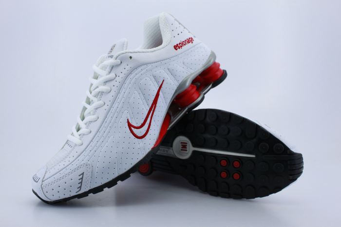 Real Nike Shox R4 White Red For Men