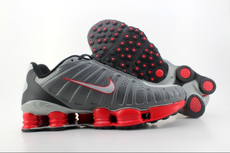 Real Nike Shox TLX Shoes Grey Red For Men - Click Image to Close