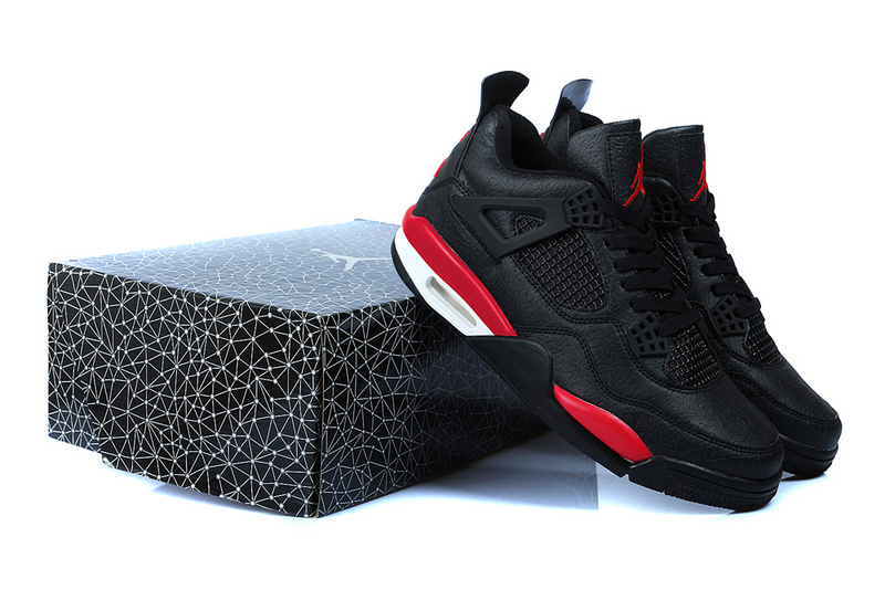 Retr Jordan 4 Temporal Rift by Color Black Red Shoes