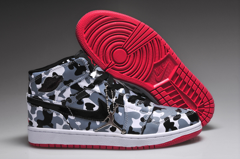 New Nike Air Jordan 1 Camouflage Edition Army White Black Red Shoes - Click Image to Close