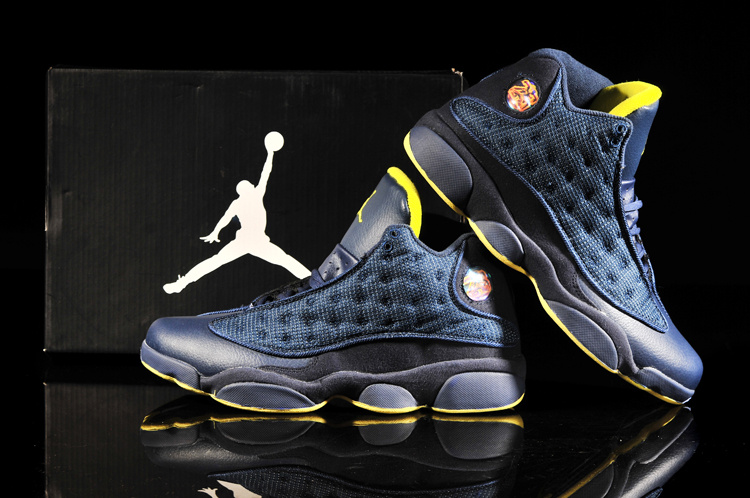 Retro Jordan 13 Blue Yellow Shoes - Click Image to Close