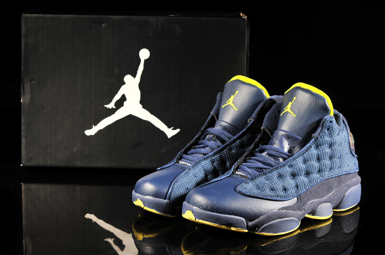 Retro Jordan 13 Blue Yellow Shoes - Click Image to Close