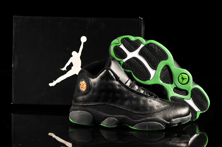 Retro Jordan 13 Dark Black Green Shoes - Click Image to Close