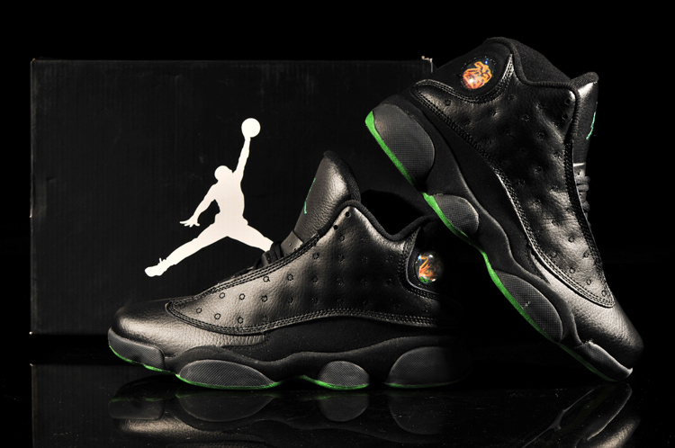 Retro Jordan 13 Dark Black Green Shoes - Click Image to Close