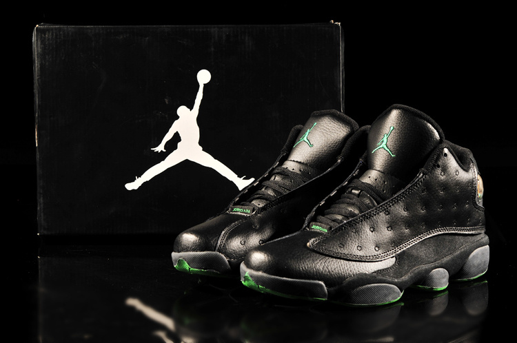 Retro Jordan 13 Dark Black Green Shoes - Click Image to Close