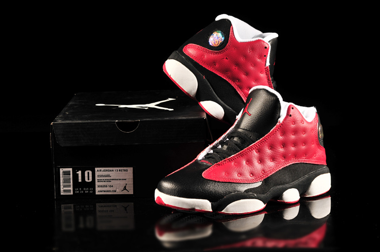 Retro Jordan 13 Red Black White Shoes - Click Image to Close