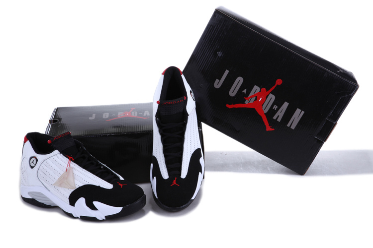 Retro Jordan 14 Chalcedony Edition White Black Red Shoes - Click Image to Close