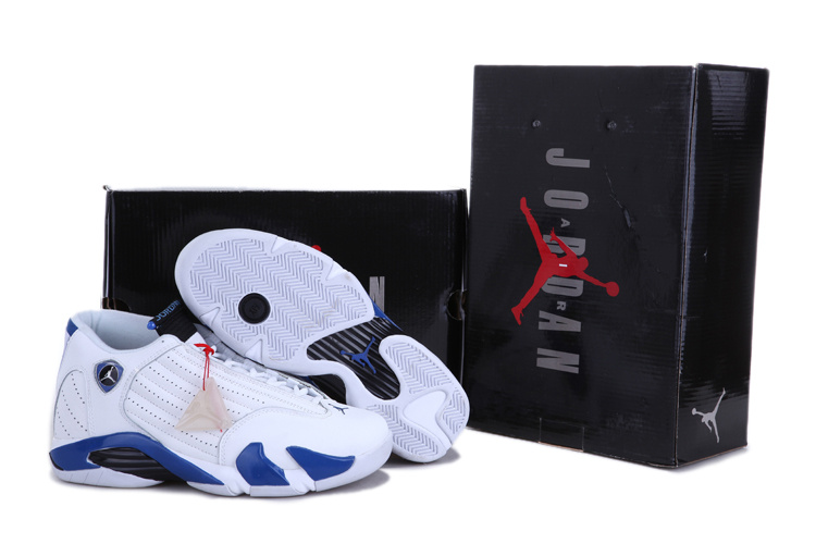 Retro Jordan 14 Chalcedony Edition White Blue Shoes - Click Image to Close