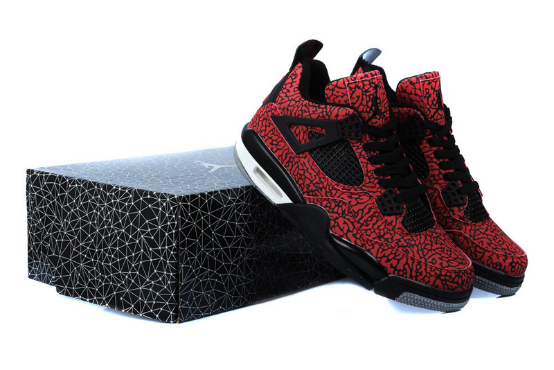 Retro Jordan 4 Temporal Rift by Color Red Black Shoes
