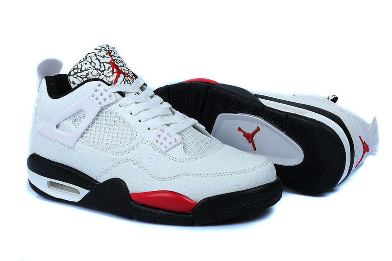 Retro Jordan 4 Temporal Rift by Color White Black Red Shoes