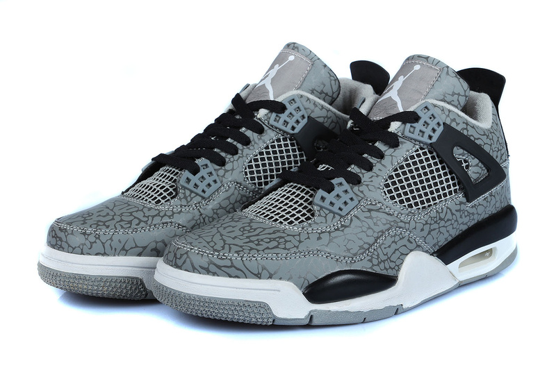 Retro Jordan 4 Temporal Rift by Grey Black White Shoes - Click Image to Close