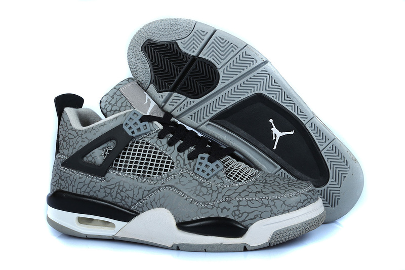 Retro Jordan 4 Temporal Rift by Grey Black White Shoes - Click Image to Close