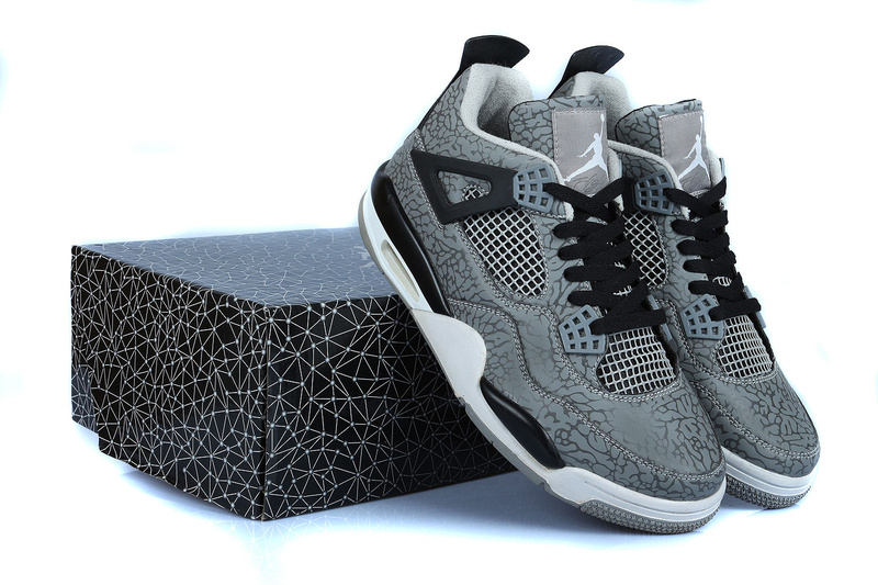 Retro Jordan 4 Temporal Rift by Grey Black White Shoes