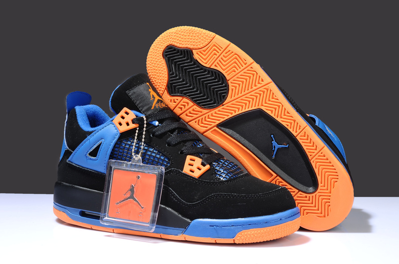 Retro Jordan 4 Thor Black Blue Orange Shoes