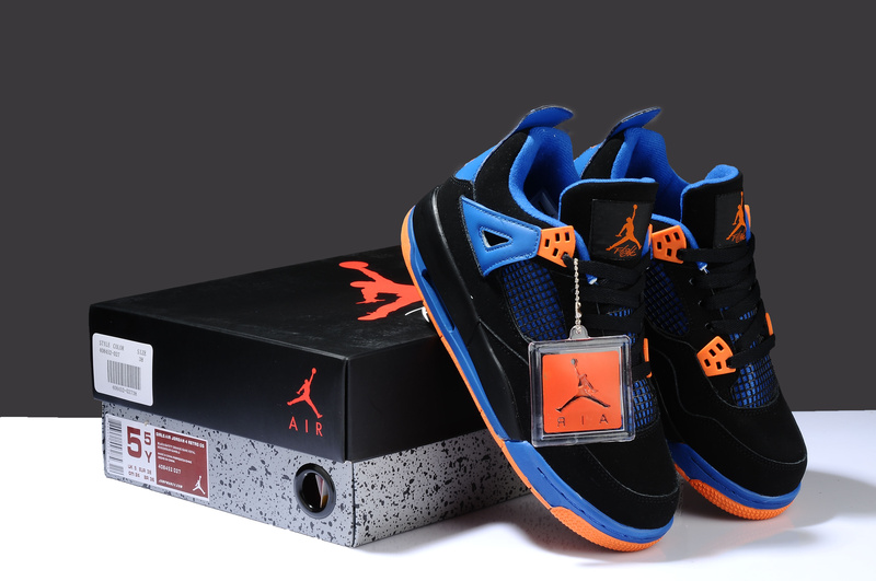 Retro Jordan 4 Thor Black Blue Orange Shoes