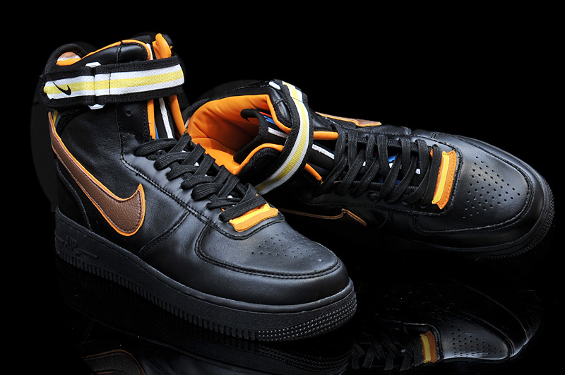 Riccardo Tisci Nike R.T. Air Force 1 Black Yellow Shoes - Click Image to Close