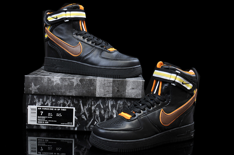 Riccardo Tisci Nike R.T. Air Force 1 Black Yellow Shoes - Click Image to Close