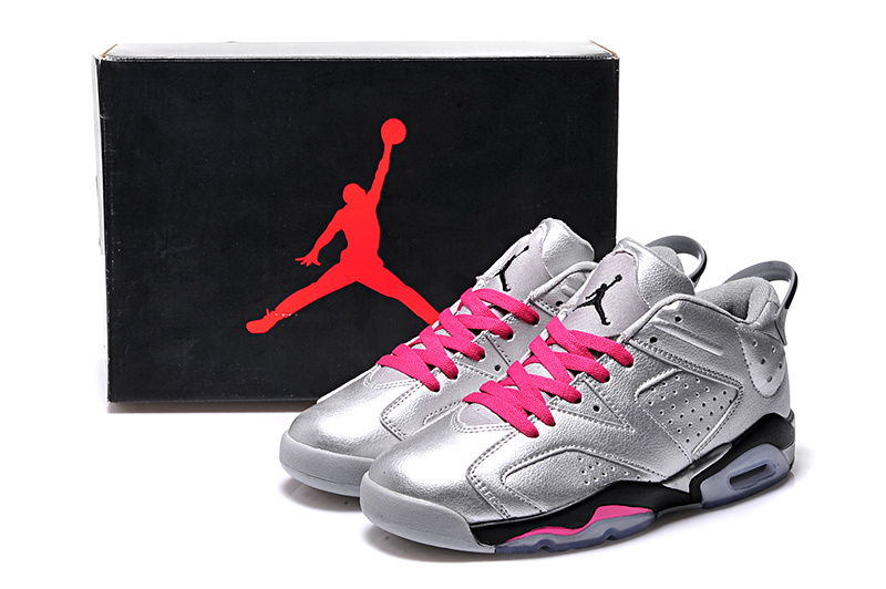 Silver Pink Black Nike Air Jordan 6 Low Shoes