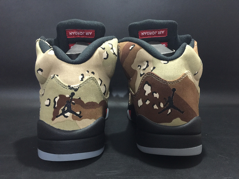 Supreme X Jordan 5 Camo Black Red Shoes - Click Image to Close