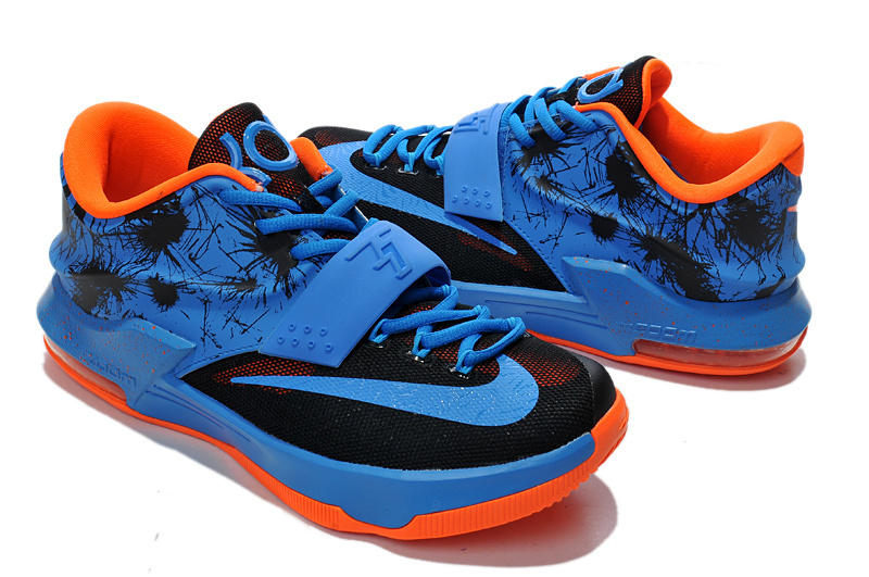 Women's Nike KD 7 Blue Black Orange Shoes - Click Image to Close