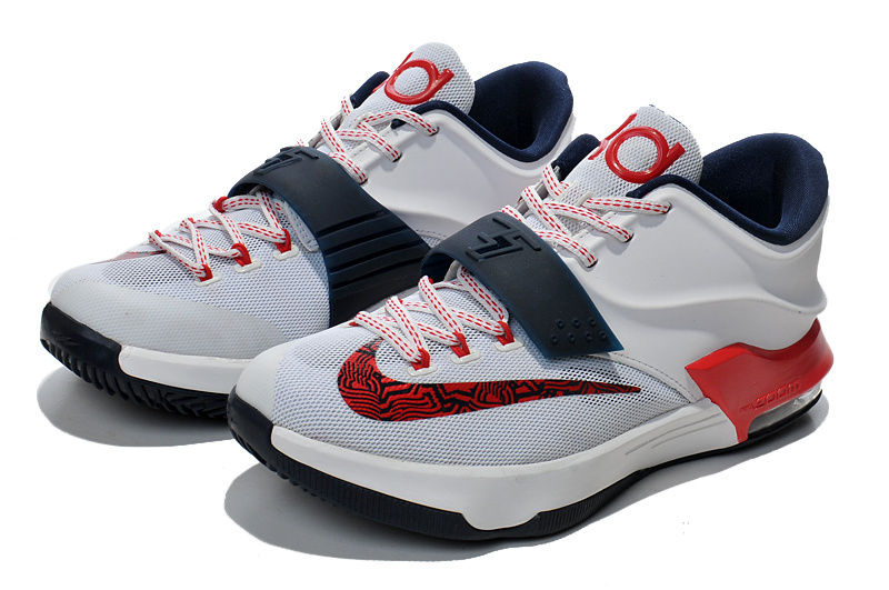 Women's Nike KD 7 White Red Deep Blue Shoes - Click Image to Close