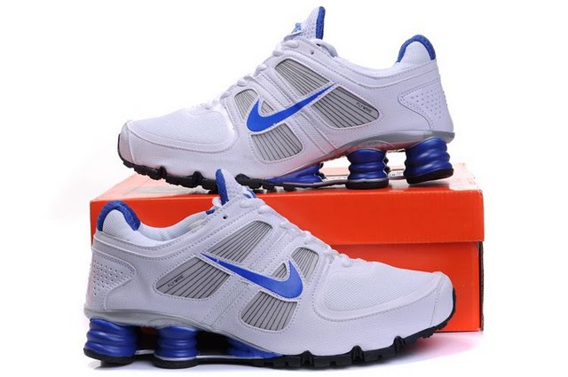 White Blue Nike Shox Turbo Shoes For Men - Click Image to Close