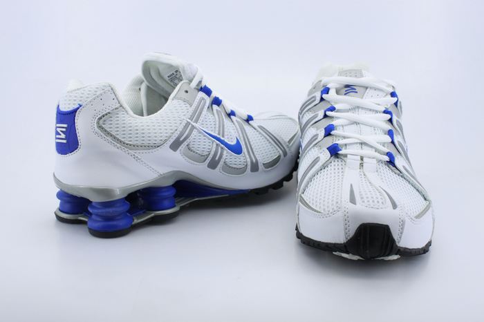 White Silver Blue Nike Shox Turbo Shoes For Men - Click Image to Close