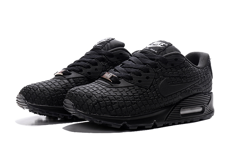 2016 Women's New Nike Air Max 90 City All Black Shoes - Click Image to Close