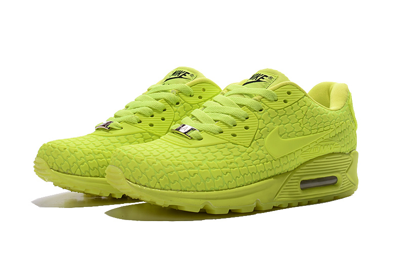 2016 Women's New Nike Air Max 90 City All Fluorscent Green Shoes - Click Image to Close